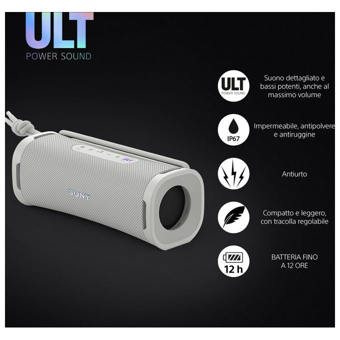 Sony SRSULT10W.CE7 ULT FIELD 1 Altoparlante Portatile Bluetooth 30 W IP67 Batteria 12 h colore Bianco