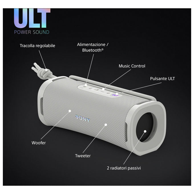 Sony SRSULT10W.CE7 ULT FIELD 1 Altoparlante Portatile Bluetooth 30 W IP67 Batteria 12 h colore Bianco