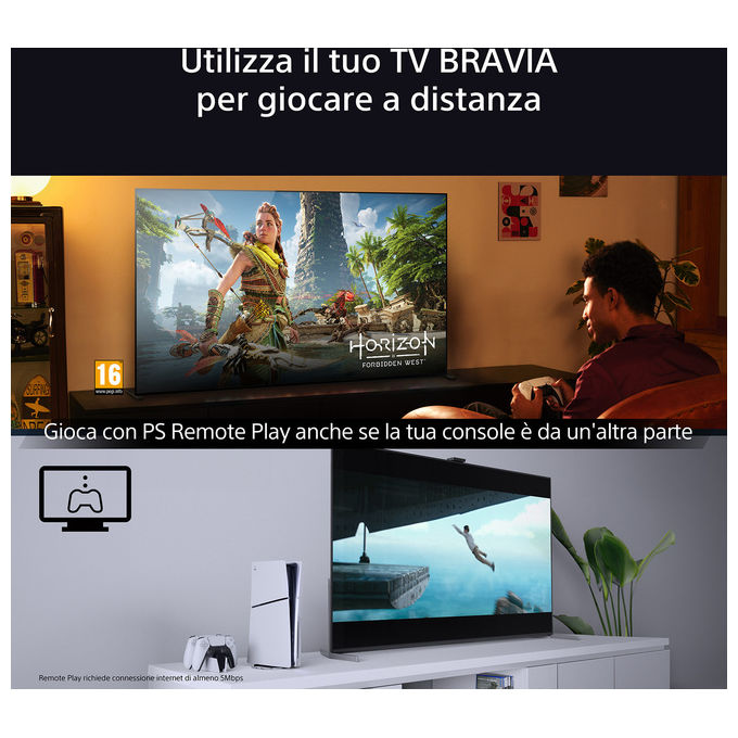 Sony K75XR70PAEP BRAVIA 7 Smart TV QLED Mini LED 75'' 4K HDR 120Hz Google TV Dolby Vision Atmos colore Nero