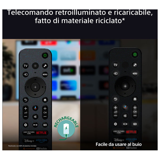 Sony K75XR70PAEP BRAVIA 7 Smart TV QLED Mini LED 75'' 4K HDR 120Hz Google TV Dolby Vision Atmos colore Nero