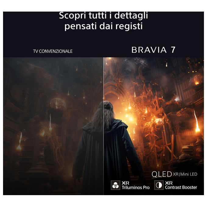Sony K75XR70PAEP BRAVIA 7 Smart TV QLED Mini LED 75'' 4K HDR 120Hz Google TV Dolby Vision Atmos colore Nero