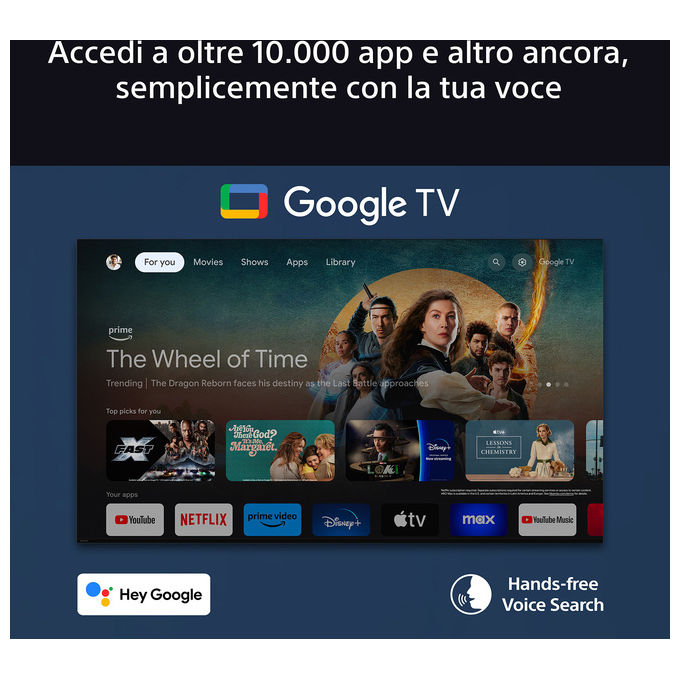 Sony K75XR70PAEP BRAVIA 7 Smart TV QLED Mini LED 75'' 4K HDR 120Hz Google TV Dolby Vision Atmos colore Nero