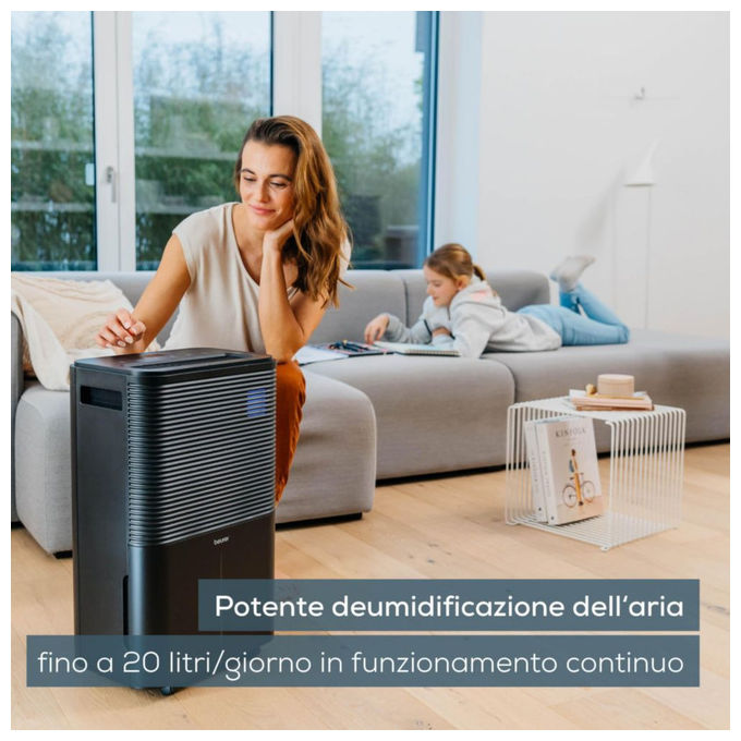 Beurer LE250 Deumidificatore 20 l-24h 60 m² 330 W funzione bucato serbatoio 4 L 55 dB colore Nero