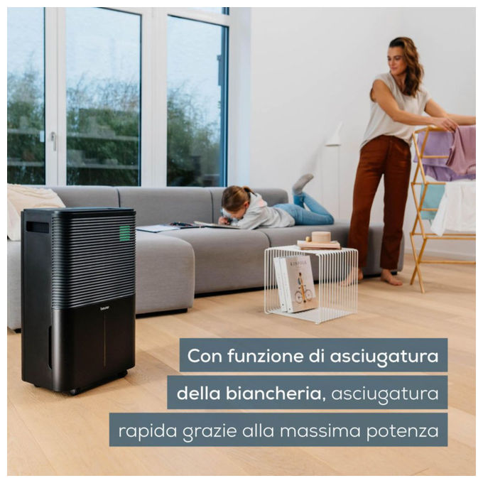 Beurer LE250 Deumidificatore 20 l-24h 60 m² 330 W funzione bucato serbatoio 4 L 55 dB colore Nero