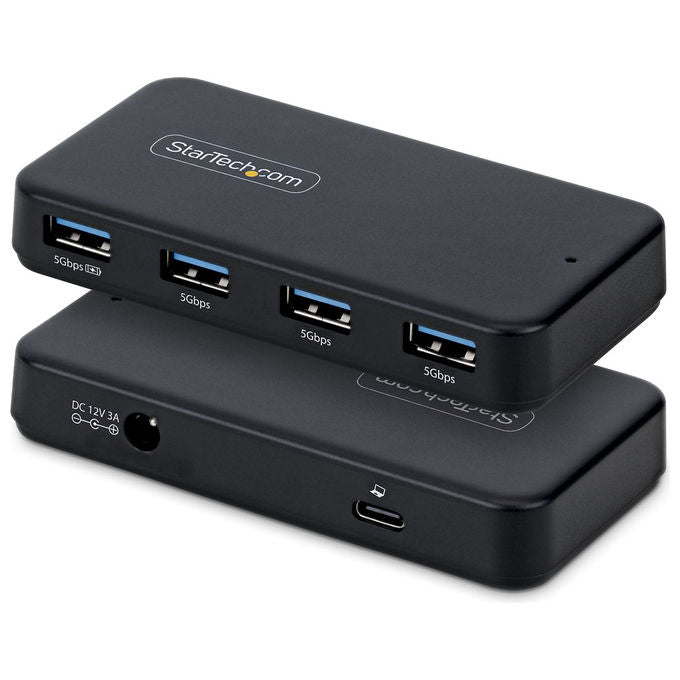 StarTech.com ST4300USB3V2-UE Hub 4 Porte USB-A 5Gbps Autoalimentato con Cavo Host 2-in-1 USB-C-USB-A Porta Ricarica BC 1.2 Alimentatore 24W Incluso colore Nero