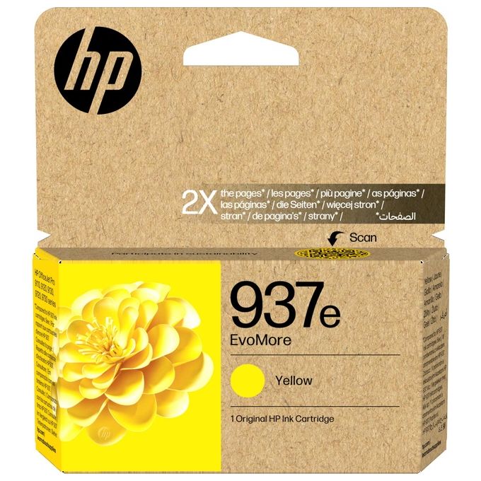 HP 4S6W8NE Cartuccia di inchiostro giallo originale 937e EvoMore Resa elevata 1650 pagine colore Giallo