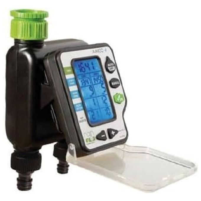 RAIN AMICO II + CENTRALINA PER IRRIGAZIONE DA RUBINETTO attacco 3-4- 1 M - 2 stazioni Programmatore elettronico 2 zone indipendenti Display retroilluminato 3'' colore Nero