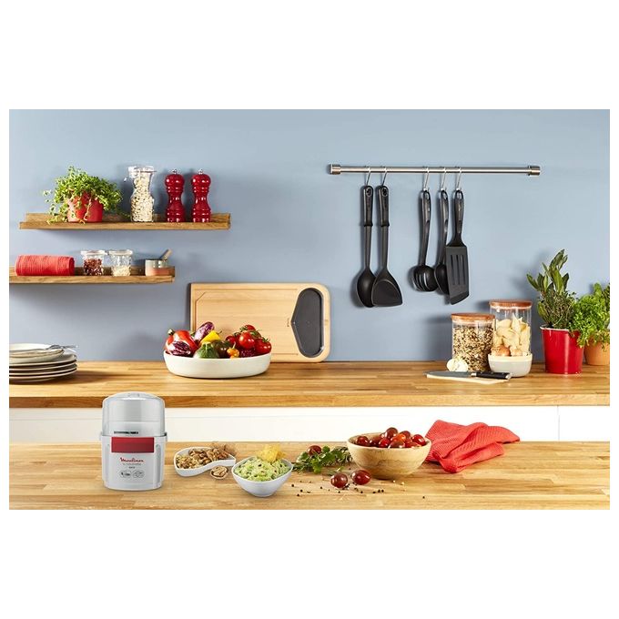 Moulinex AD560120 Moulinette Bouton Tritatutto Elettrico 800W 0,25 L 3 velocita' colore Bianco Rosso