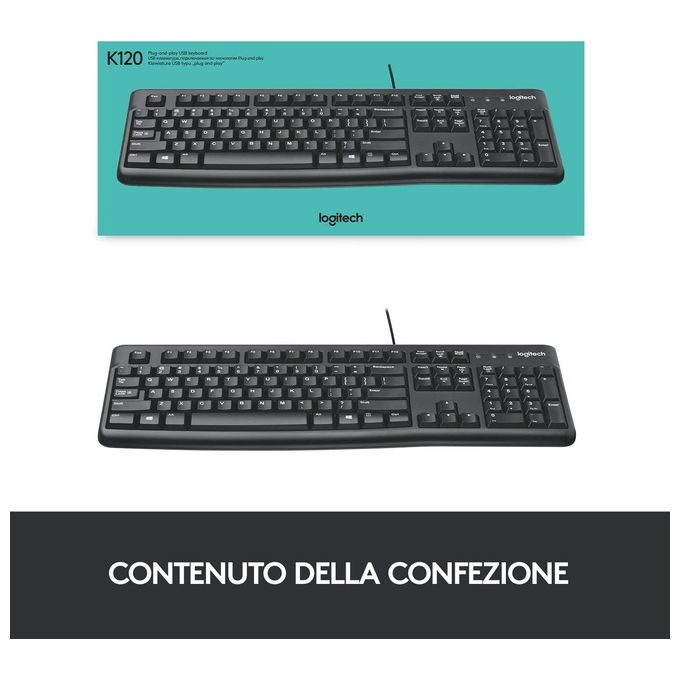 Logitech tastiera retail k120 usb nera