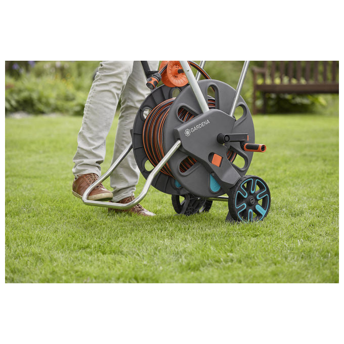 Gardena 18520-20 CleverRoll L Easy Carrello Avvolgitubo Manuale capacita' 100 m colore Nero Blu Arancione