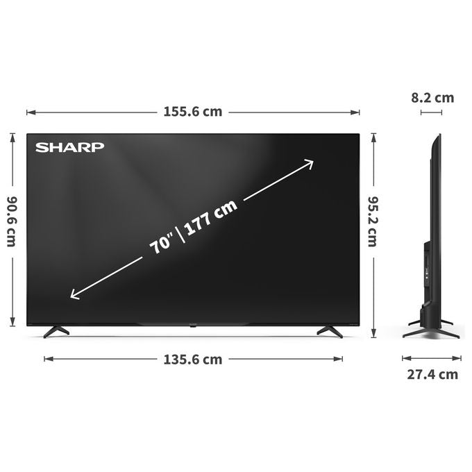 Sharp 70HP5265E TV QLED 70'' 4K Ultra HD Smart TV Google TV Dolby Vision Dolby Atmos Wi-Fi colore Nero