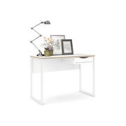 Tvilum 70513 Function Plus Scrivania con 1 Cassetti e Pannello di Pudicizia colore Bianco con Inserti in Rovere
