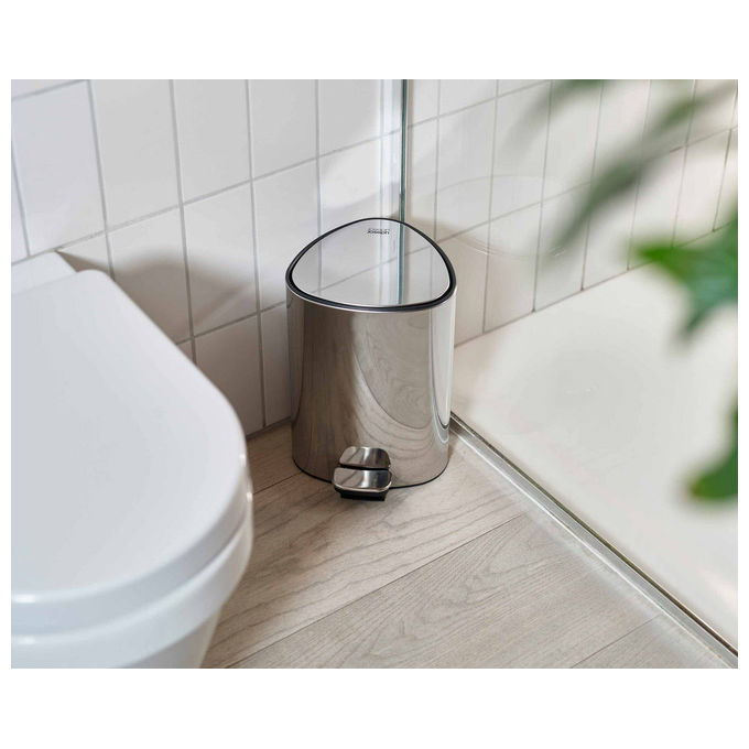 Joseph Joseph 70596 Easystore luxe Cestino a pedale 5 L Acciaio inossidabile con chiusura soft e portaborraccia interno colore Argentato