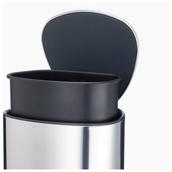 Joseph Joseph 70596 Easystore luxe Cestino a pedale 5 L Acciaio inossidabile con chiusura soft e portaborraccia interno colore Argentato