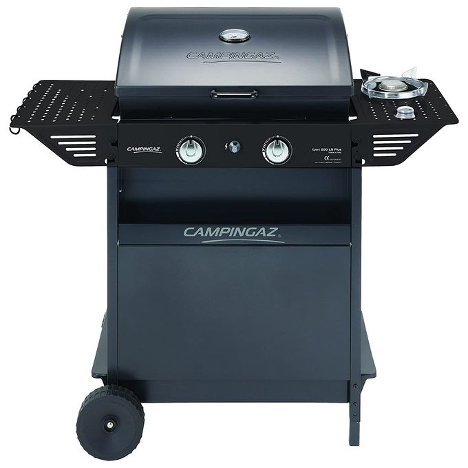 Campingaz 2190531 Xpert 200 LS Plus Barbecue a gas 2 bruciatori 10,3 kW griglia ghisa 54,5x34,5 cm roccia lavica fornello laterale colore Nero