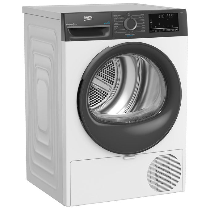 Beko 7188242760 BMEUT481SAI_IT Asciugatrice Libera Installazione 8 Kg Classe C Motore Inverter Display Digitale Funzione a Vapore SteamCure (59.8x60.7x84.6 cm) colore Bianco