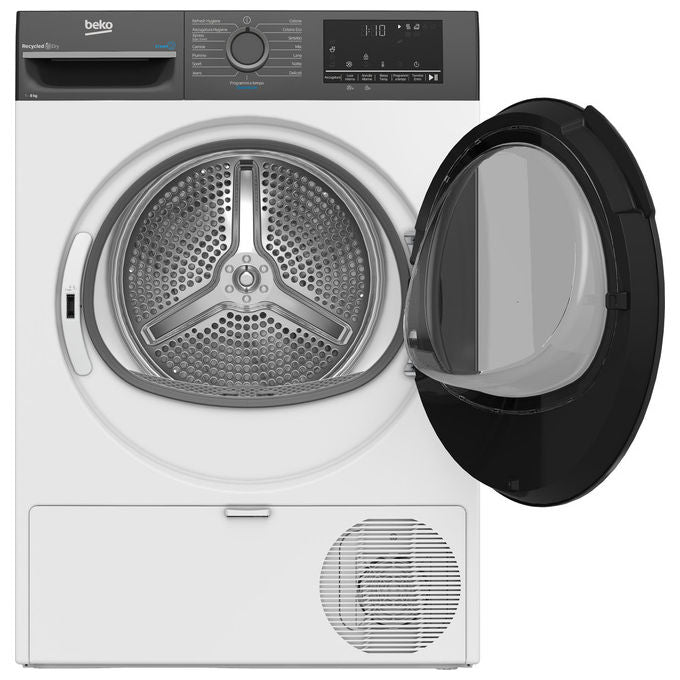 Beko 7188242760 BMEUT481SAI_IT Asciugatrice Libera Installazione 8 Kg Classe C Motore Inverter Display Digitale Funzione a Vapore SteamCure (59.8x60.7x84.6 cm) colore Bianco