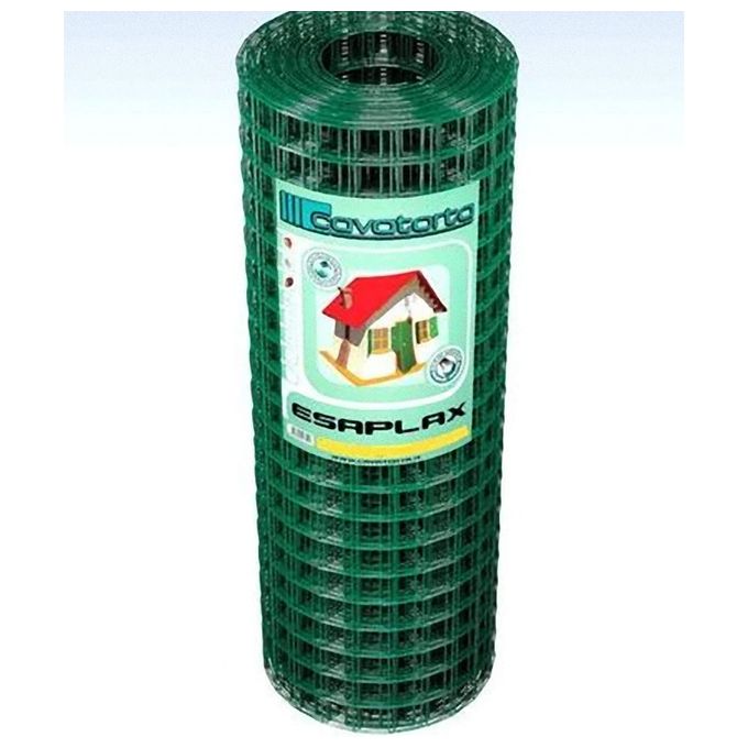 Cavatorta SE16080025B Esaplax Rete Elettrosaldata Plastificata Maglia 50,8x76,2 mm Filo 2,5 mm Altezza 80 cm Rotolo 25 m colore Verde Alpi
