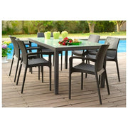 Keter K219493 Bali Sedia da Giardino con Braccioli in Resina Effetto Rattan Impilabile colore Antracite