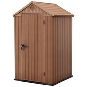 Keter 257008 Darwin 4x4 Casetta da Giardino in Resina EVOTECH+ pavimento incluso tetto a due spioventi 123,8x117x205 cm colore Marrone