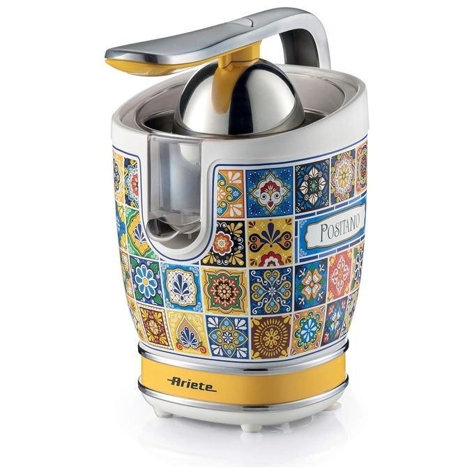 Ariete 0413-0P Positano Spremiagrumi Elettrico con Leva 2 Coni Acciaio Inox 85W 0.6L Beccuccio Salvagoccia colore Giallo