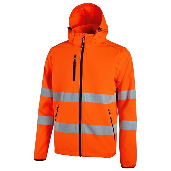 U-power WHL318OF Cursa Giacca da Lavoro Softshell Stretch Imbottita Antivento Idrorepellente Alta Visibilita' colore Arancione Fluo