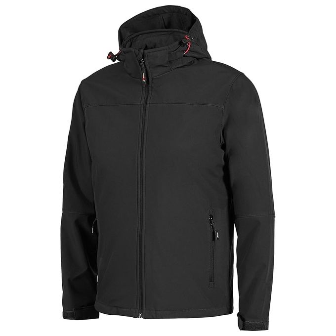 U-Power WIN289BC Kyra Giacca da Lavoro Soft Shell Mechanical Stretch Antivento Idrorepellente Cappuccio Staccabile Inserti Reflex colore Nero