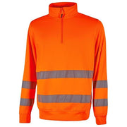 U-Power WHL319OF Felis Felpa da Lavoro Mezza Zip Alta Visibilita' Classe 2 Bande Riflettenti Poliestere Garzato 240 g-m² colore Arancio Fluo