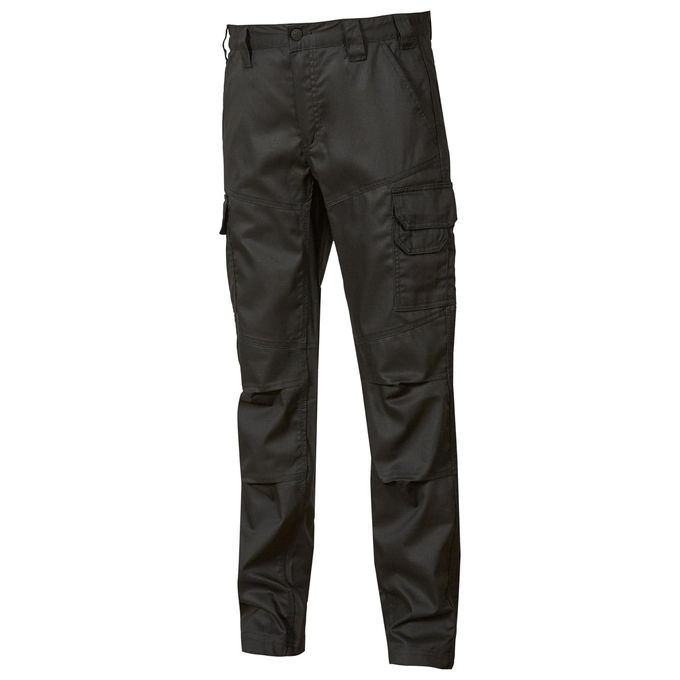 U-power WIN226BC BELGRADO Pantaloni da Lavoro Uomo Tessuto Stretch 65% Poliestere 35% Cotone Vita Elastica Tasche Multifunzionali Ginocchia Pre-formate colore Nero