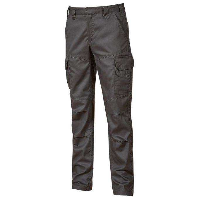 U-power WIN226GI Belgrado Pantaloni da Lavoro Poly-Cotton Mechanical Stretch Ginocchia Preformate Vita Elastica colore Grey Iron