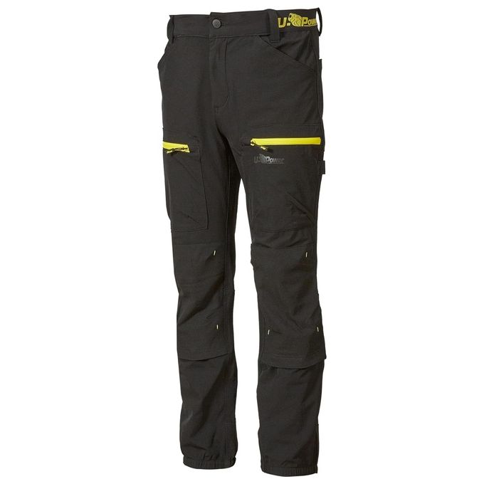 U-Power WFU267BC Horizon Pantaloni da Lavoro Uomo Stretch Idrorepellente Traspirante Multitasche Rinforzo Lombare colore Black Carbon