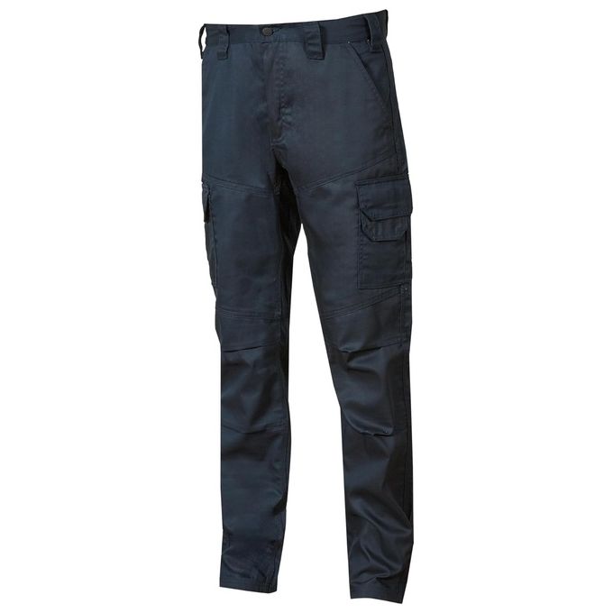 U-power WIN226WB Belgrado Pantaloni da Lavoro Uomo Tessuto Stretch Poli-Cotone Ginocchia Preformate Vita Elastica colore Westlake Blue