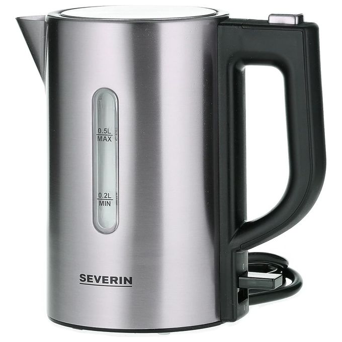 Severin WK 3647 Bollitore da Viaggio 0.5 L 1100 W con 2 Tazze e 2 Cucchiai colore Argento