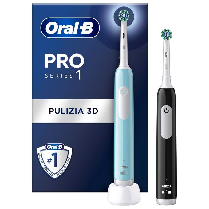 Oral-B PRO1CRSDUO Pro Series 1 Spazzolino elettrico rotante-oscillante 3 modalita' autonomia 240 h colore Nero Turchese