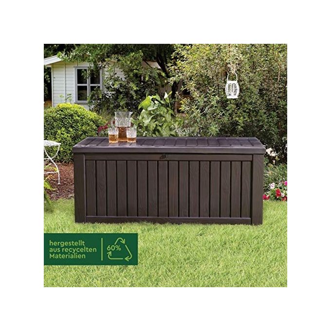 Keter Baule da Giardino Rockwood in Resina Marrone 570 Litri 155x72,4x64,4H Resistente e Pratico per l'Esterno