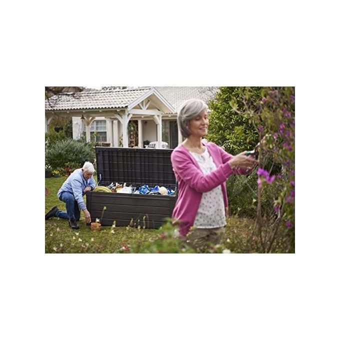 Keter Baule da Giardino Brightwood in Resina 145x69,7x60,3H 454 Lt Color Marrone per Stoccaggio Esterno