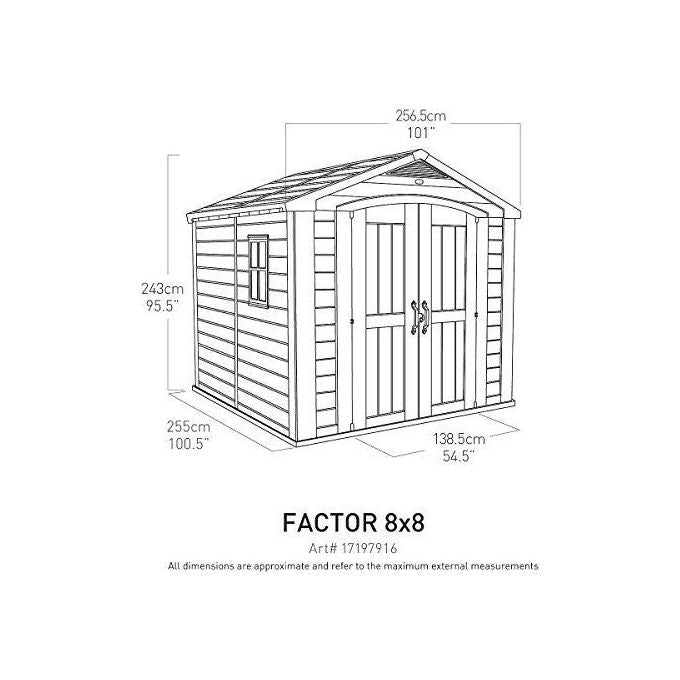 Keter Casetta da Giardino Factor 8X8 in Resina 256,5x255x243h Beige