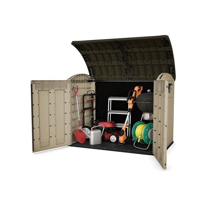 Keter 17199414 Store-It-Out Ultra Box Portattrezzi in Resina 2000L Pavimento Incluso Chiusura Lucchettabile colore Beige e Marrone