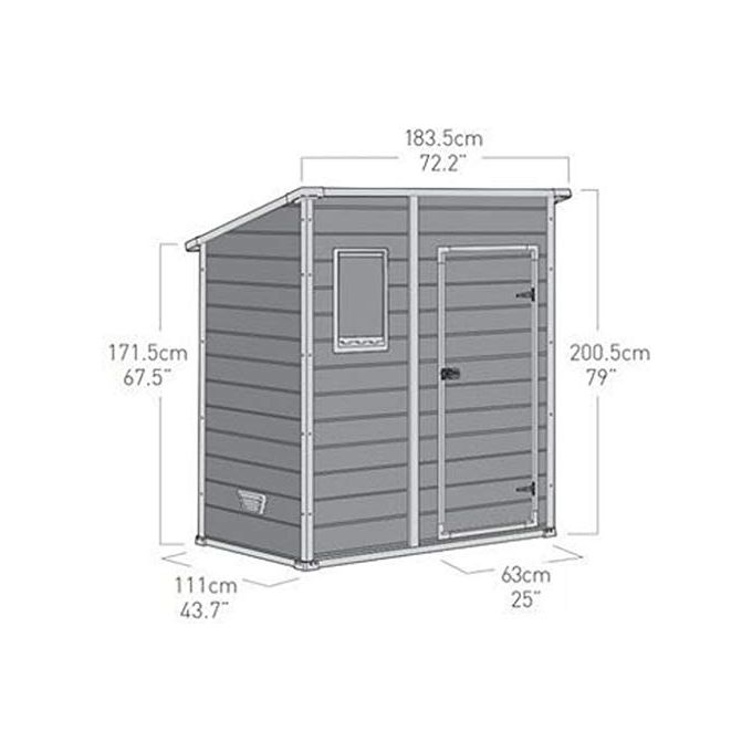 Keter Casetta da Giardino Manor Pent 6X4 in Resina 183,5x111x200,5h Grigio
