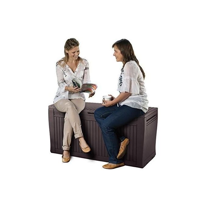 Keter Baule Multiuso da Giardino Comfy in Resina 270 Litri Marrone Ideale per Riporre Cuscini e Attrezzi da Giardino con Sistema di Ventilazione 116.7x44.7x57 H cm