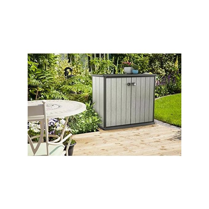 Keter Box Armadio Portattrezzi da esterno Patio Store in Resina 139,5x77x120h 1000 Lt Grigio