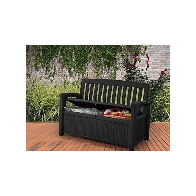 Keter Cassapanca Patio Bench in Resina 132 7x61 2x89 5H con Capacita' 227 Lt Grafite per Arredo Giardino