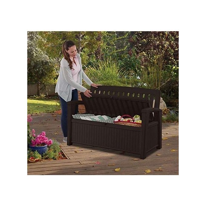 Keter Cassapanca Patio Bench in Resina 132 7x61 2x89 5H con Capacita' 227 Lt Grafite per Arredo Giardino