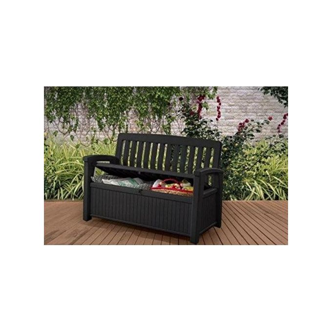Keter Cassapanca Patio Bench in Resina 132 7x61 2x89 5H con Capacita' 227 Lt Grafite per Arredo Giardino