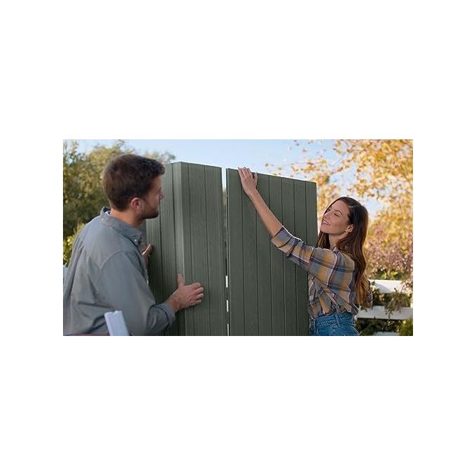 Keter 256879 Casetta da Giardino in Resina EVOTECH+ con Finestre Frontali e Pavimento Incluso colore Verde