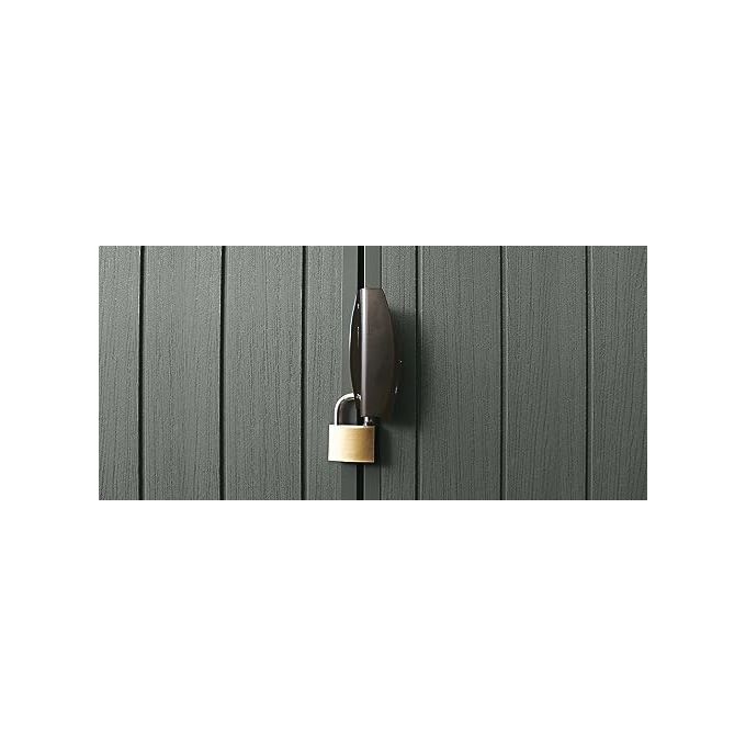 Keter 256879 Casetta da Giardino in Resina EVOTECH+ con Finestre Frontali e Pavimento Incluso colore Verde