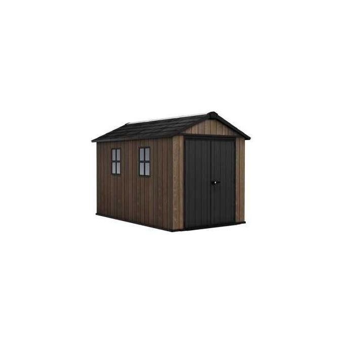 Keter 263097 Signature Apex Casetta da Giardino in Resina 5.25 m² 287x230x246 cm resistenza vento 145 Km-h neve 150 Kg-m² colore Noce