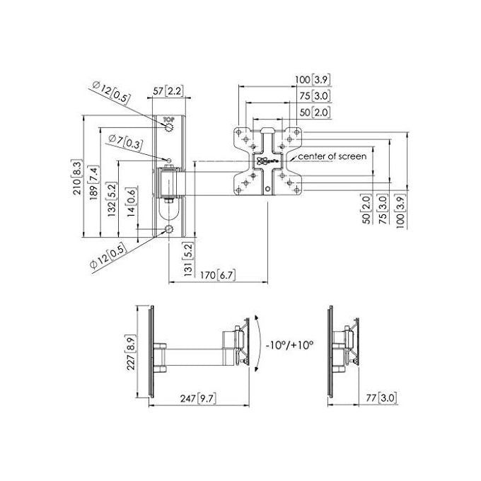 Vogel's PFW1030 PFW 1000 Series Supporto da Parete per Display 10'' 28'' Girevole Inclinabile VESA 100x100 16 Kg colore Nero