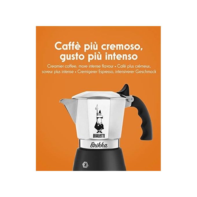 Bialetti Brikka 2 Tazze Moka Caffe' Design Compatto per Aromi Intensi e Gusto Ricco