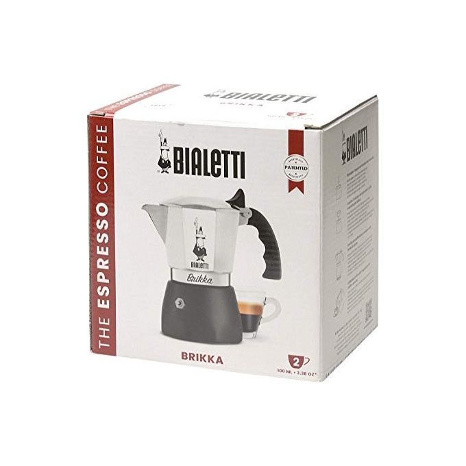 Bialetti Brikka 2 Tazze Moka Caffe' Design Compatto per Aromi Intensi e Gusto Ricco